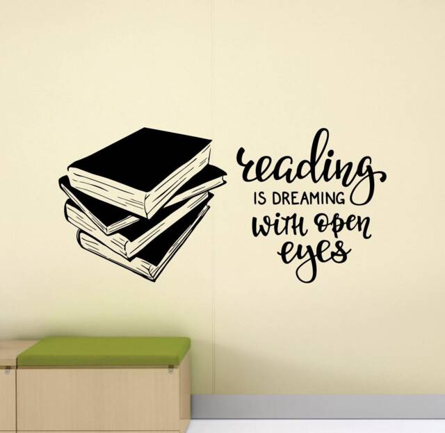 Reading Is Dreaming With Open Eyes Wall Decal Vinyl Sticker Book Poster School Education Sign Classroom Decor Gift Quote Art Print G865 - image 1
