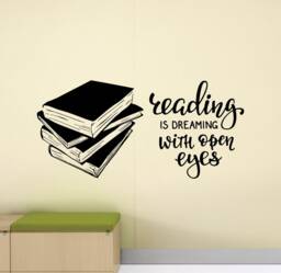 Reading Is Dreaming With Open Eyes Wall Decal Vinyl Sticker Book Poster School Education Sign Classroom Decor Gift Quote Art Print G865 - thumbnail 1