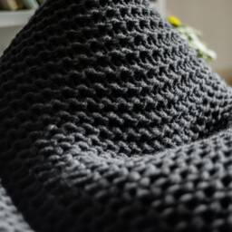 Knitted Bean Bag Chair, Reading Gray Interior Chair For Kids/Adult, Housewarming Gift - thumbnail 3