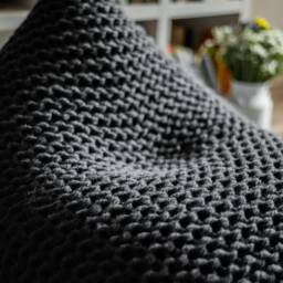 Knitted Bean Bag Chair, Reading Gray Interior Chair For Kids/Adult, Housewarming Gift - thumbnail 4