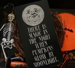 Rustic Moon Wood Sign, Halloween Decor, Goth Wall Art, Primitive, Autumn, Fall Decorations - thumbnail 1