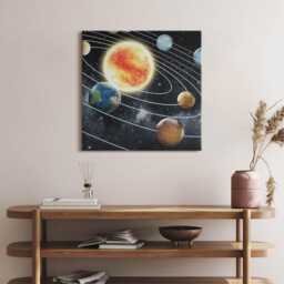 Solar System Canvas, Picture Wall Hanging, Black Art, Space Canvas Painting - thumbnail 3