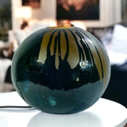 Brown Spherical Matt & Glossy Ceramic Table Lamp To Create Elegant Harmonious Atmosphere in Your Home. Handcrafted. L117 - thumbnail 2