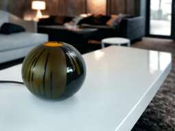Brown Spherical Matt & Glossy Ceramic Table Lamp To Create Elegant Harmonious Atmosphere in Your Home. Handcrafted. L117