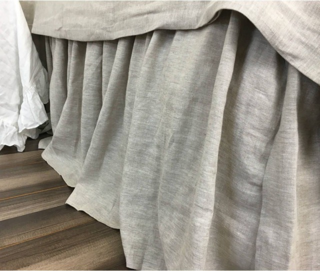 Linen Bed Skirt in Medium Weight Undyed, Linen Dust Ruffle, Shabby Chic Bedding, Queen, King, Twin, California King - image 1