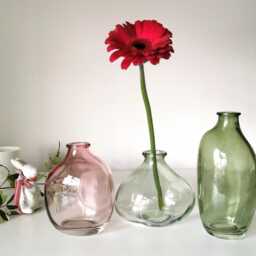 Coloured Glass Vase Trio Sage Green & Pink Bottles, Spring Decor - thumbnail 3