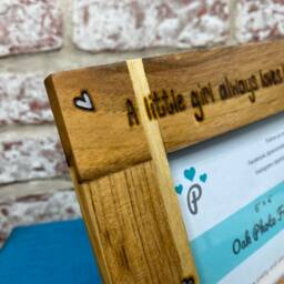 "Dad & Daughter Oak Photo Frame - A Little Girl Always Loves Her Personalised Solid Wooden Picture 6x4""Or 7x5" - thumbnail 3