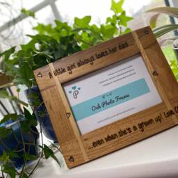 "Dad & Daughter Oak Photo Frame - A Little Girl Always Loves Her Personalised Solid Wooden Picture 6x4""Or 7x5" - thumbnail 2