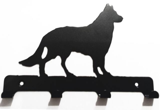 German Shepherd - Alsatian Silhouette Key Hook Rack - Metal Wall Art