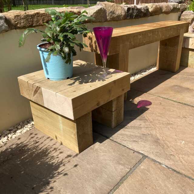Wooden Rustic Coffee Side Table For Garden Sleeper Outdoor Patio - Perfect Decor & Plant Display - image 1