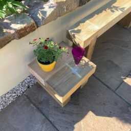Wooden Rustic Coffee Side Table For Garden Sleeper Outdoor Patio - Perfect Decor & Plant Display - thumbnail 3