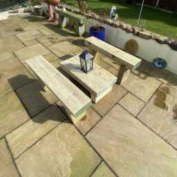 Wooden Rustic Coffee Side Table For Garden Sleeper Outdoor Patio - Perfect Decor & Plant Display - thumbnail 4