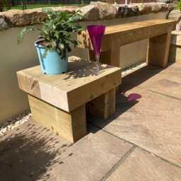 Wooden Rustic Coffee Side Table For Garden Sleeper Outdoor Patio - Perfect Decor & Plant Display