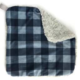 Cuddle Blanket, Buffalo Plaid Minky Blankie, Lovey, Baby Navy Blue New Gift - thumbnail 2