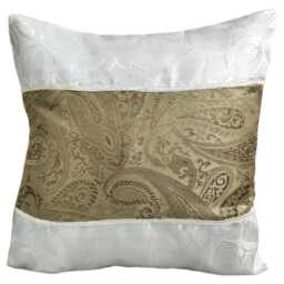 Set Of 10 Gold Paisley Cushion Cover - Handmade Cotton Blend Pillowcase - 16x16 - thumbnail 4