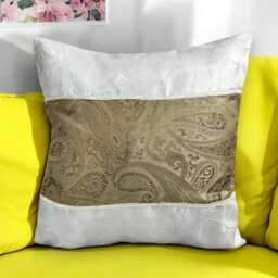 Set Of 10 Gold Paisley Cushion Cover - Handmade Cotton Blend Pillowcase - 16x16 - thumbnail 2