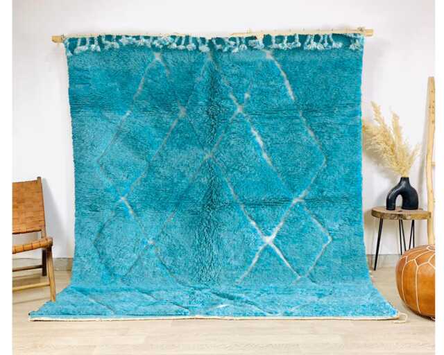 Authentic Blue Moroccan Rug, Shag Custom Made Carpet, Large Area Berber Rug - image 1