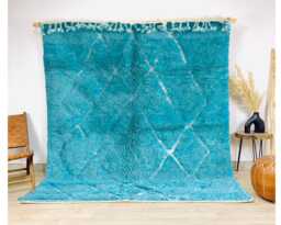 Authentic Blue Moroccan Rug, Shag Custom Made Carpet, Large Area Berber Rug