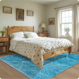 Authentic Blue Moroccan Rug, Shag Custom Made Carpet, Large Area Berber Rug - thumbnail 3