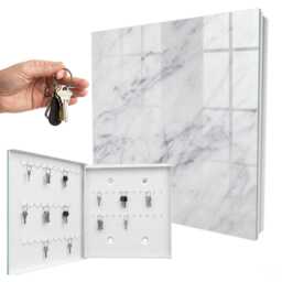 Marble Elegance Key Cabinet For Home, White Industrial Box, Minimalist Textures, Lovers Of & Simplicity - thumbnail 2