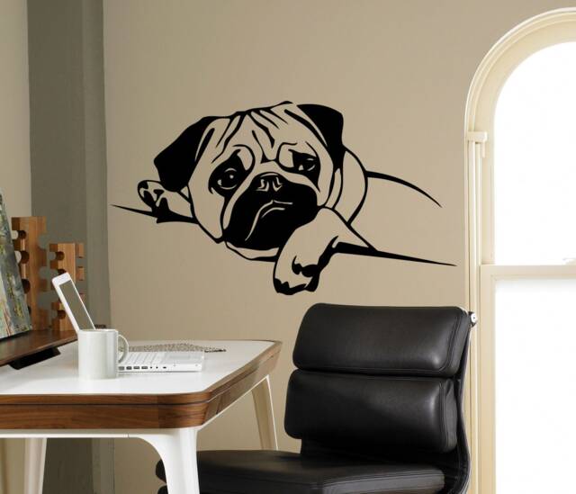 Pug Dog Puppy Wall Decal Pet Vinyl Sticker Cute Animals Home Decor Ideas Room Interior Design Art Mural - image 1