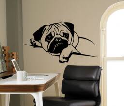 Pug Dog Puppy Wall Decal Pet Vinyl Sticker Cute Animals Home Decor Ideas Room Interior Design Art Mural - thumbnail 1