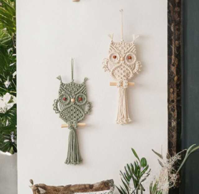 Boho Macrame Owl, Nursery Decor, Handmade Kids Room Decoration, Girls Bedroom Art, Custom Macrame, Wall Hanging W73 - image 1
