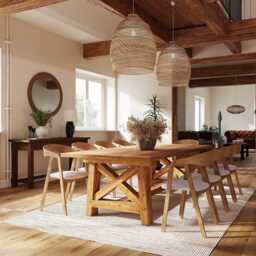 Rustic Dining Table Leverton Square X Wooden Base