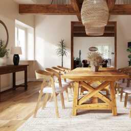 Brigg Rustic Dining Table Square X Wooden Base - thumbnail 2