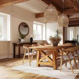 Brigg Rustic Dining Table Square X Wooden Base - thumbnail 3