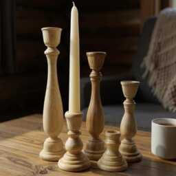 Tapered Candlesticks Set Of 5 Rustic Taper Candle Holders Natural Wood For Wedding Centerpiece Decor Mantel Ideas - thumbnail 2