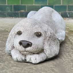 Concrete Spaniel Puppy Figurine Stone Cocker Spaniel Sculpture Outdoor Dog Statue Cement Pet Memorial Ornament Handmade Patio Decoration - thumbnail 3