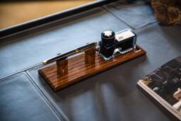 Wood Fountain Pen Rest With Ink Division Desk Organizer
