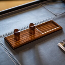 Wood Fountain Pen Rest With Ink Division Desk Organizer - thumbnail 3