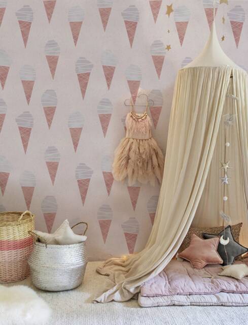 Ice Cream Crone Removable Wallpaper, Sweet Wall Mural, Adhesive, Cute Nursery Kids, Covering, Decal #124 - image 1