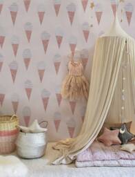 Ice Cream Crone Removable Wallpaper, Sweet Wall Mural, Adhesive, Cute Nursery Kids, Covering, Decal #124 - thumbnail 1