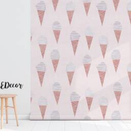 Ice Cream Crone Removable Wallpaper, Sweet Wall Mural, Adhesive, Cute Nursery Kids, Covering, Decal #124 - thumbnail 2