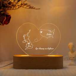 Custom Two Map Night Light, Gift For Her/Him, Long Distance Relationship Gift, Going Away Gift, Friends Gift, Couple Valentine's Day - thumbnail 2