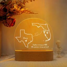 Custom Two Map Night Light, Gift For Her/Him, Long Distance Relationship Gift, Going Away Gift, Friends Gift, Couple Valentine's Day - thumbnail 1