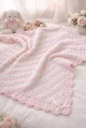 Crochet Pink Baby Blanket - Handknit Handmade Nursery Afghan Afghan