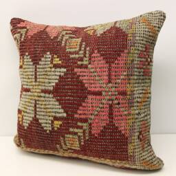 Handmade Kilim Pillow Cover, 20x20, Retro Living Room Decor - thumbnail 3