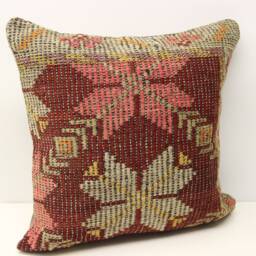 Handmade Kilim Pillow Cover, 20x20, Retro Living Room Decor - thumbnail 1