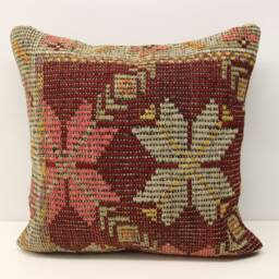 Handmade Kilim Pillow Cover, 20x20, Retro Living Room Decor - thumbnail 2