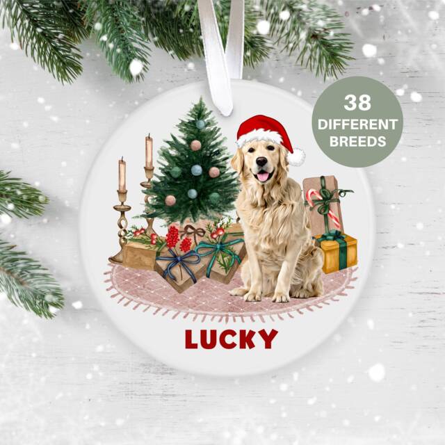 Golden Retriever, Dog Christmas Decoration , Personalised Ornament, Custom Pet Lover Personalized Bauble UK - image 1