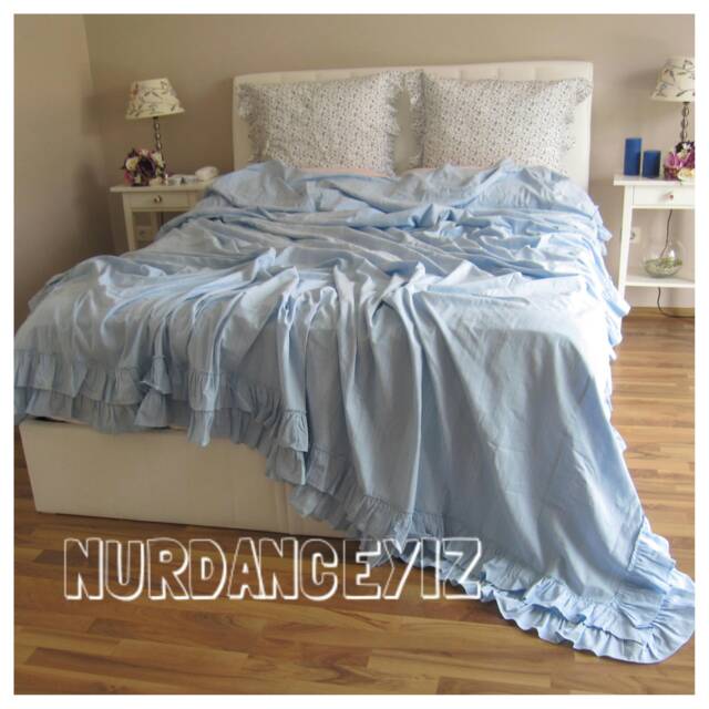 Oversized Grande Super King 120x120 Turkish Summer Blanket White Pink Blue Queen Coverlet Ruffled Bedspread Cotton Linen Shabby Chic Bedding - image 1