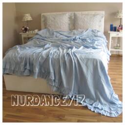 Oversized Grande Super King 120x120 Turkish Summer Blanket White Pink Blue Queen Coverlet Ruffled Bedspread Cotton Linen Shabby Chic Bedding - thumbnail 1