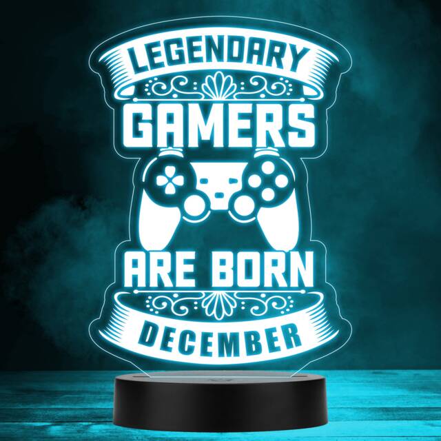 Video Gaming Legendary Gamers Birthday December Personalised Gift Night Light - Bedroom Lamp - image 1