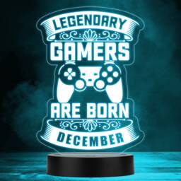 Video Gaming Legendary Gamers Birthday December Personalised Gift Night Light - Bedroom Lamp