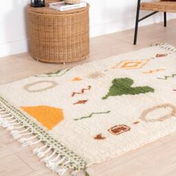 Wool Beni Ourain Rug, Moroccan Rug 3x5 Ft, Authentic Handmade Berber Carpet, Genuine Rug, Area Tapis Berbere, Teppich - thumbnail 3