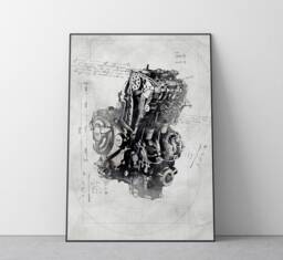 Yamaha Mt-07 Engine Sketch - Motorbike Wall Art UK A4 A3 Ref #182 - thumbnail 1